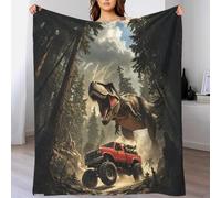 50x60inch(127x152cm) Manta De Algodón Extrasuave con Diseño Dinosaurio, Colcha Multiusos Four Seasons para Sofá, Cama, Funda Decorativa Y Mantas con Temas De T-Rex Monster Camión