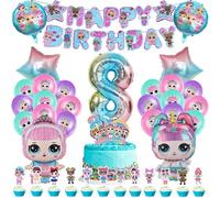 51 Pcs Cumpleaños Decoración, Globos 8 Años, Globos Cumpleaños, Globo Helio, Decoración Tarta Surprise Banner Happy Birthday, Surprise Globo