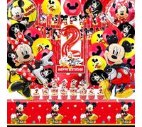 51 Pcs Decoracion Cumpleaños Minnie 2 Años,Globos Minnie 2 Años, Decoracion Cumpleaños 2 Año Mickey, Minnie Fiesta, Fiesta Mickey, Mickey Globos, Mickey Mantel, Decoracion Fiesta Mickey