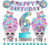 51 Pcs Lol Cumpleaños Decoración, Globos Cumpleaños 6 Años Lol, Globos Lol, Globos Helio Lol, Decoración Tarta Cumpleaños Lol, Surprise Banner Happy Birthday, Adornos Cumpleaños Lol 6 Años