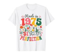 51 Year Old Made in 1975 Retro Floral 51st Birthday Women Camiseta