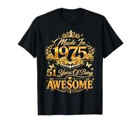 51 Year Old Made in 1975 Retro Floral 51st Birthday Women Camiseta