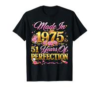 51 Year Old Made in 1975 Retro Floral 51st Birthday Women Camiseta