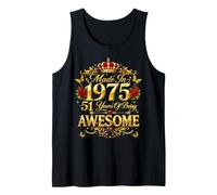 51 Year Old Made in 1975 Retro Floral 51st Birthday Women Camiseta sin Mangas