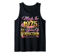 51 Year Old Made in 1975 Retro Floral 51st Birthday Women Camiseta sin Mangas