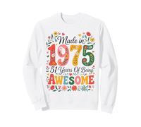 51 Year Old Made in 1975 Retro Floral 51st Birthday Women Sudadera
