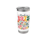 51 Year Old Made in 1975 Retro Floral 51st Birthday Women Vaso térmico de acero inoxidable de doble pared