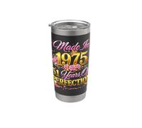 51 Year Old Made in 1975 Retro Floral 51st Birthday Women Vaso térmico de acero inoxidable de doble pared