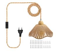 510 CM Kit de Lámpara Colgante de Cuerda de Cáñamo con EU Enchufe, Lámpara de Araña con Pantalla de Cuerda de Cáñamo Tejida a Mano, Portalámparas de E26 E27 Boho Lámparas Colgantes DIY
