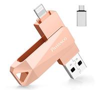 512GB Pendrive USB para iPhone Patianco MFi Certificado USB 3.0 Memoria USB para iPhone iPad 3 en1 Flash Drive Externa Storage Photostick Lightning para OTG Android Smartphone Tablet Mac PC iOS(Rosa)