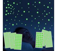 514 calcomanías de pared que brillan en la oscuridad para techo, 4 tamaños, calcomanías de pared brillantes, estrellas brillantes 3D verdes para decoración de habitación