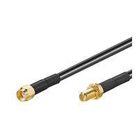 51677 Cable de extensión de antena WLAN RP SMA macho a RP SMA hembra, 3 metros, negro