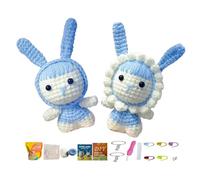 51buyoutgo Crochet Kit Principiantes Conejo 2 piezas, Aprender Hacer Set Ganchillo Crochet Iniciacion Moderno Facil paso a paso Desde Cero para Amigurumi Kawaii