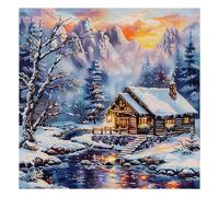 51buyoutgo Kit Punto de Cruz con Hilos y Tela Impresa Nieve Paisaje, Cuadros en Bordar Punto de Cruz Kit Bordado Completo Esquemas Cross Stitch Embroidery para Principiantes Patrones Contado