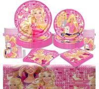 51Pcs Vajilla de Fiesta de Princesa MGKEOUF Vajilla para Fiesta de Cumpleaños, Plato, Taza, Servilleta, Mantel, Princesa Party Decoraciones, 10 Invitados