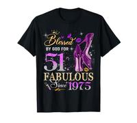 51st Birthday Queen Blessed by God 51 Fabulous Since 1975 Camiseta
