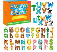 52 alfabetos magnéticos, 26 mayúsculas y 26 Letras minúsculas, adorables imanes ABC con Forma de Animal para Nevera, Juegos de Aprendizaje de ortografía educativos, Juego de Juguetes para niños