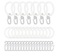 52 anillas de metal para cortinas, anillos colgantes y 52 ganchos de plástico para cortina de ventana, puerta, cortina de ducha, diámetro interior de 30 mm