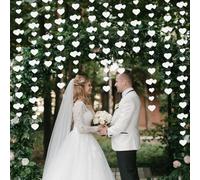 52 Pies Guirnalda de Papel Corazón de Blanco, 4 Piezas Guirnalda de Serpentinas de Corazón, Decoracion Colgante Fiesta, para Bodas Compromiso Cumpleaños Fiestas Tiendas Decoración del Hogar