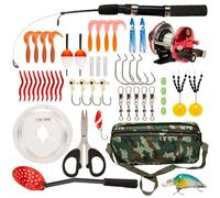 52 Piezas de Equipo Pesca en Hielo con Combo caña y Carrete Cuchara Anzuelo señuelos
