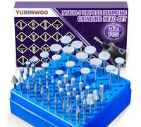 52 piezas de juego de fresas de diamante con caja de clasificación, compatible con Dremel, accesorios para herramientas rotativas de lijado, con eje de 3 mm, para tallado, lijado, pulido, grabado