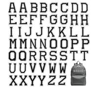 52 Piezas Parches de Letras Negro A-Z para Planchar Sobre Parches Textiles para Reparar Agujeros en Ropa Pequeños Parches Bordados para Coser Ropa Sombreros Mochilas