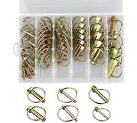 52 piezas Perno de linch con anillo para remolque de tractor agrícola,Surtido de pasadores de clip redondo seguridad 4.5-6-8-11 mm Acero galvanizado