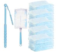 52 Piezas Recambios Plumero Atrapapolvo, Compatible con Swiffer & Otros Dusters, Piezas de Microfibra Desechable, 50 Paños, 2 Asas, para Limpiar Polvo, Pelo de Animales y Suciedad (Azul)