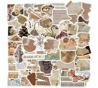 52 Piezas Vintage Pegatinas, Pegatinas Scrapbooking Papel Kit, Aesthetic Retro Stickers para Scrapbooking Maleta Decorativo