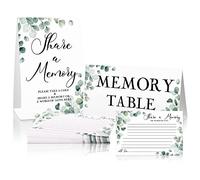 52 tarjetas de memoria de eucalipto para compartir una tarjeta de memoria y carteles de mesa de memoria, tarjetas de lugar para asientos vegetales, tarjetas de memoria para libros de invitados