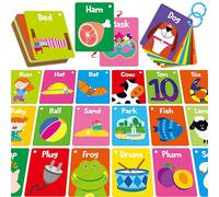 52 tarjetas de palabras, 52 palabras CVC y 52 CVCC, tarjetas de doble cara con 2 anillos, aprendizaje de fonética de vocabulario, herramienta educativa para preescolar, jardín de infantes, niños