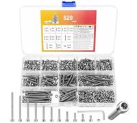 520 Pcs M3 Tornillos Set, Juego de Tornillos y Tuercas, Tornillo Hexagonales, Tornillo de Cabeza Hueca Hexagonal Cilíndrica con TuercasTornillos de Cabeza Allen de Acero Inoxidable