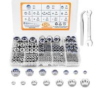 520 tuercas hexagonales DIN 985 y DIN934 estándar A2-70 304 de acero inoxidable Surtido de tuercas autobloqueantes, tuercas hexagonales M2 M2.5 M3 M4 M5 M6 M8 M1 0 M12 1
