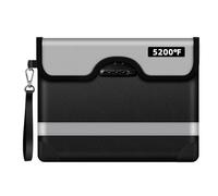 5200°F Bolsa de Dinero Ignífuga con Cerradura, Bolsa de Documentos Ignífuga con Cremallera y Banda Reflectante, Bolsa de Almacenamiento Segura Ignífuga con Cerradura para Documentos Tamaño A4 Carta