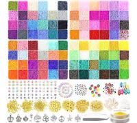 52000PCS Abalorios para Hacer Pulseras de 2 mm, 96 Colores, Ideal para Chicas DIY Pulseras, Collares y Otras Joyas. Viene con Pinzas, Tijeras, así como 2 rollos de Hilo Transparente de 0.5mm.