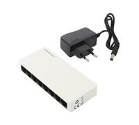 52246 Ethernet Switch DC Toma de corriente,RJ45 Hembra x8 Blanco 150m QOLTEC