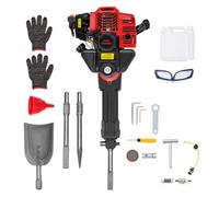 52CC 2-Takt Gasolina Stack Ramme, 1900W 55J Multifuncional Gasolina Azada | 3 cabezales intercambiables (pala, pico, azada plana), 8500 r/min, pala portátil para jardín, silvicultura, granja