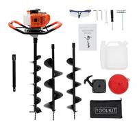 52CC 2 Tiempos Ahoyadora Gasolina 2.3HP Taladro De Tierra Ahoyador Gasolina Monocilíndrico Refrigerado Por Aire 1.7KW Broca De Jardín Para Taladro Con 3 Brocas(100,150,200Mm) ,Barra De Extensión 30Cm