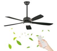 52in Industrial Ventilador De Techo Con Luz 3 Temperaturas De Color Reversible Lampara Ventilador Techo Negra Grande 6 Velocidades Silencioso Salón Ceiling Fan with Light and Remote Control Timer
