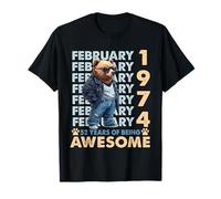 52nd Birthday Cool Bear February 1974 Vintage 52 Years Old Camiseta