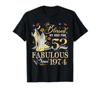 52nd Birthday Queen Blessed by God 52 Fabulous Since 1974 Camiseta