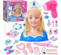 52Pcs Juego de Peluquería para Niñas Juguete Muñeca para Peinar de Cabeza Peluquería Accesorios, Make-Up and Hairdressing Juguetes de Maquillaje, Regalos de Cumpleaños para Niñas de 3, 4, 5 y 6 Años