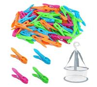 52pcs Pinzas para La Ropa,Paquete con Bolsa para La Ropa De Plástico De Colores,Clips De Plástico Estables Antideslizantes,Ideales para Calcetines,Toallas,Ropa