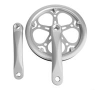 52T - Juego de bielas de aluminio para bicicleta de una sola velocidad, plegable de 170 mm, brazos de manivela de agujero cuadrado, con disco protector de anillo de cadena 52T para bicicletas de