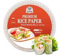 52USA Papel de arroz, 1 paquete, envoltorios de papel de arroz, envoltorios de rollo de primavera fresca y albóndigas, 34 hojas, envoltorios Wonton sin gluten, veganos, bajos en carbohidratos