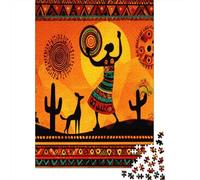 52x38cm/1000pcs Adulto Bailarina Tribal Rompecabezas Mujeres Hombres Tablero De Madera Enclavamiento De Precisión Estilo de Arte étnico