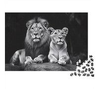 52x38cm/1000pcs Couple de Lions Jigsaw Photographie d'animaux sauvages Puzzles À Faire SOI-même Pour Adultes