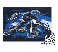 52x38cm/1000pcs Motard de Motocross Puzzle Jouet En Bois Cadeau Unique Décoration Intérieure Illustration de Sports d'action Jeu Éducatif Challenge Toy