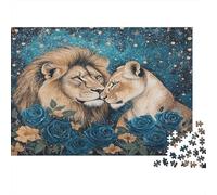 52x38cm/1000pcs Puzzles Pour Adolescents Adultes Lion et lionne Romantic Faune Art