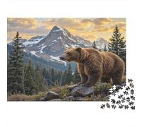 52x38cm/1000pcs Puzzles Pour Adolescents Adultes Ours Sauvage debout Paysage de montagne
